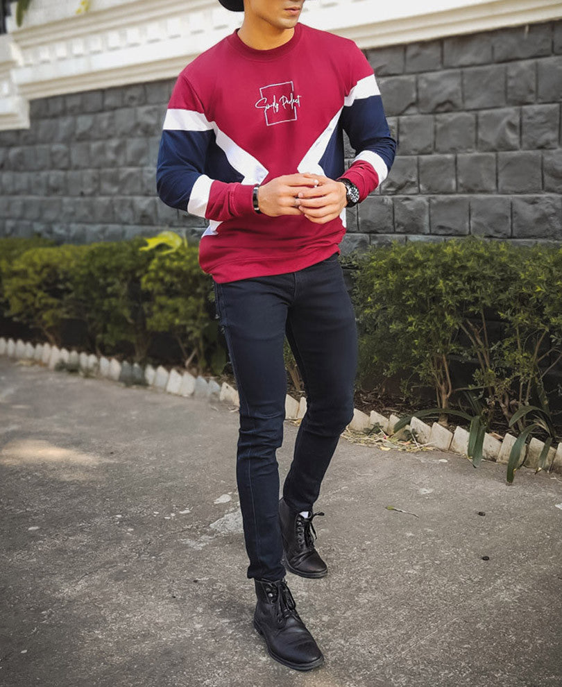 Maroon Simply Perfect Printed Full Sleeves T Shirt