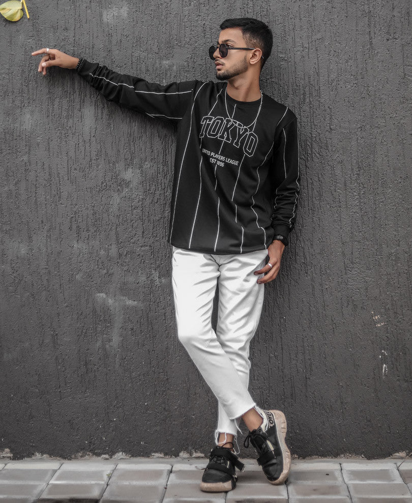 Black Tokyo Print Full Sleeves T Shirt