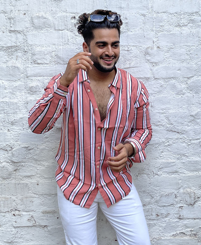 Pink Multiple Stripes Full Sleeves Shirt