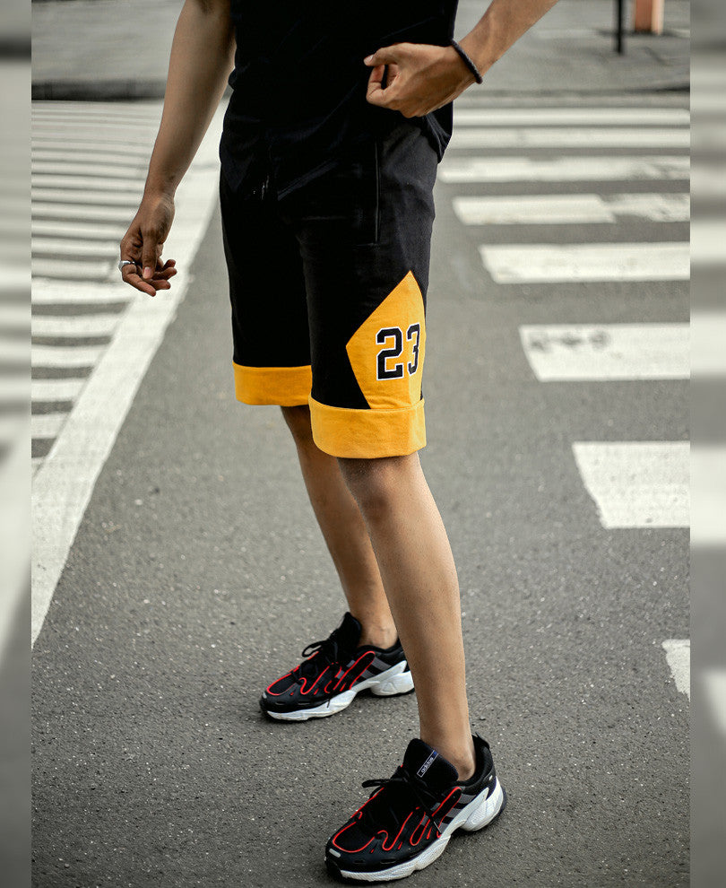 Black and Mustard Bulls Shorts
