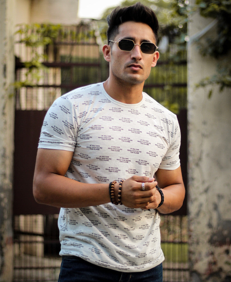 Acro Grey All Over Print Half Sleeves T Shirt