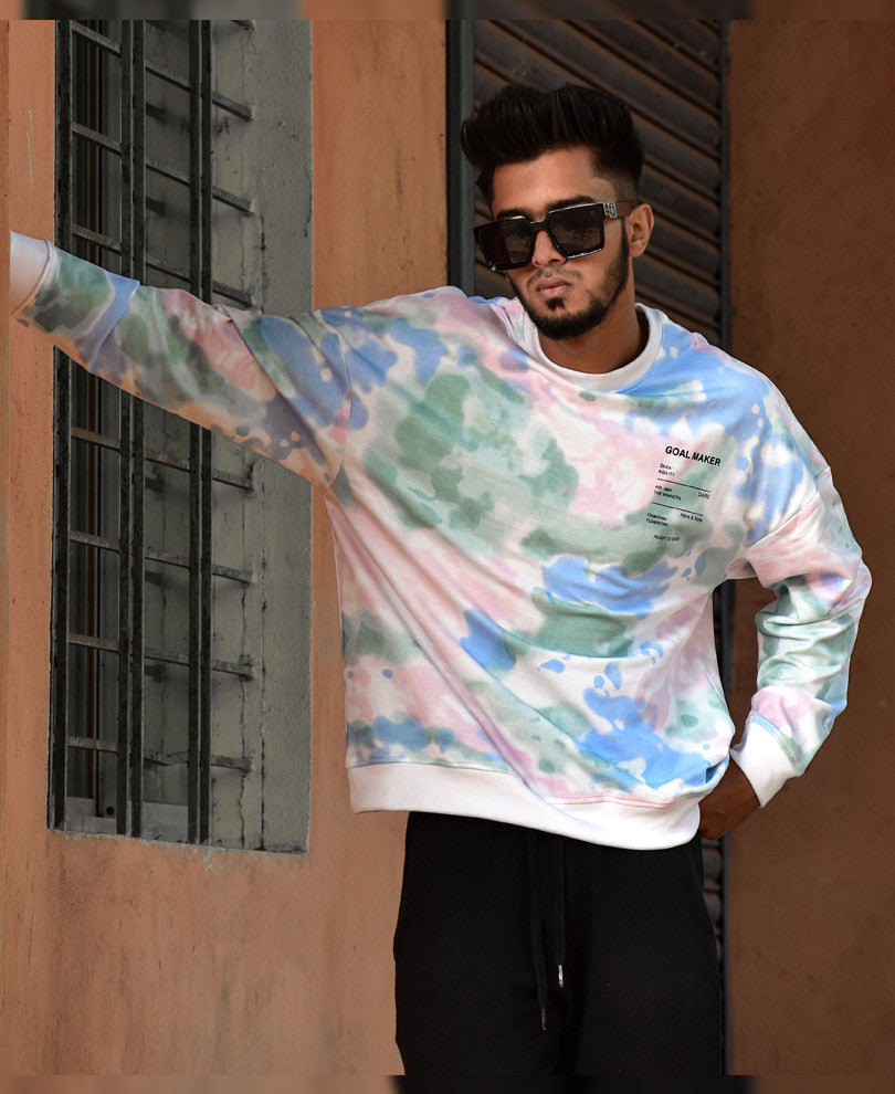 White Goal Maker Tie-Dye Print Sweatshirt