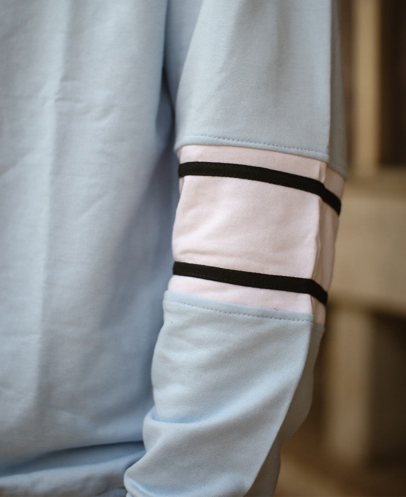 Sky Blue Back Print Oversize Drop Shoulder Sweatshirt
