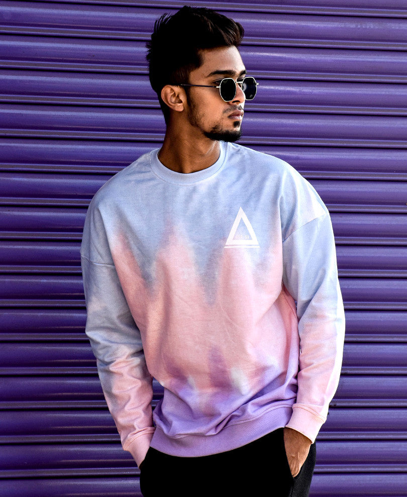 Sky Blue Tie-Dye Print Oversize Drop Shoulder Sweatshirt