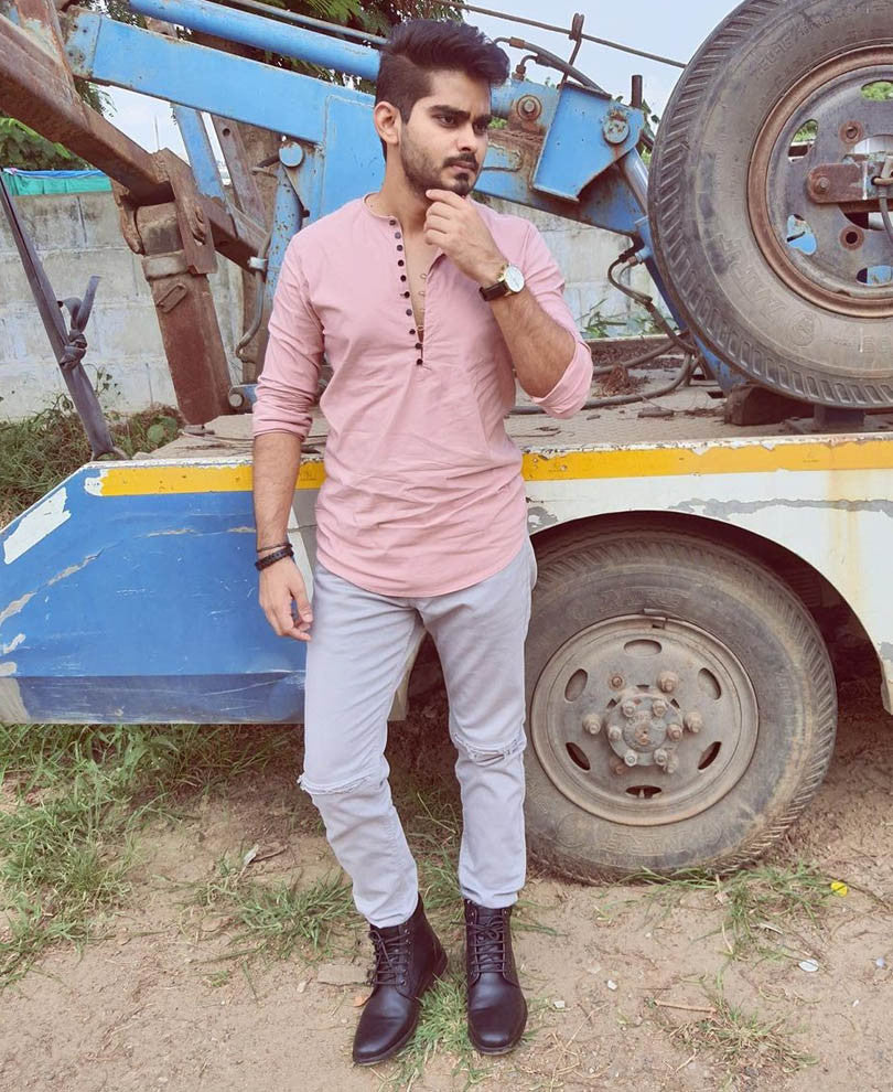 Peach Plain Kurta Full Sleeves Shirt