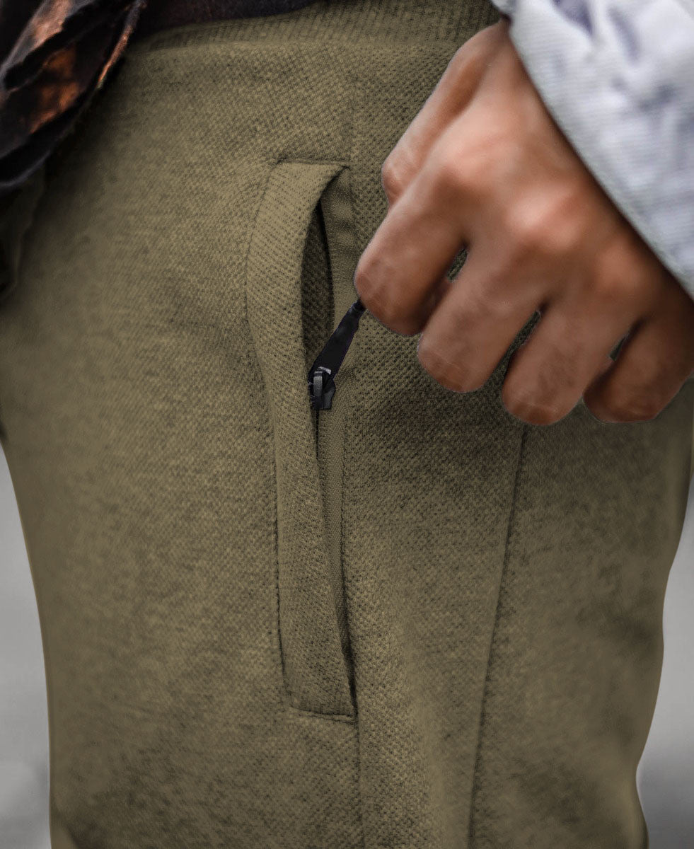 Urban Olive Green Plain Ribbed Joggers