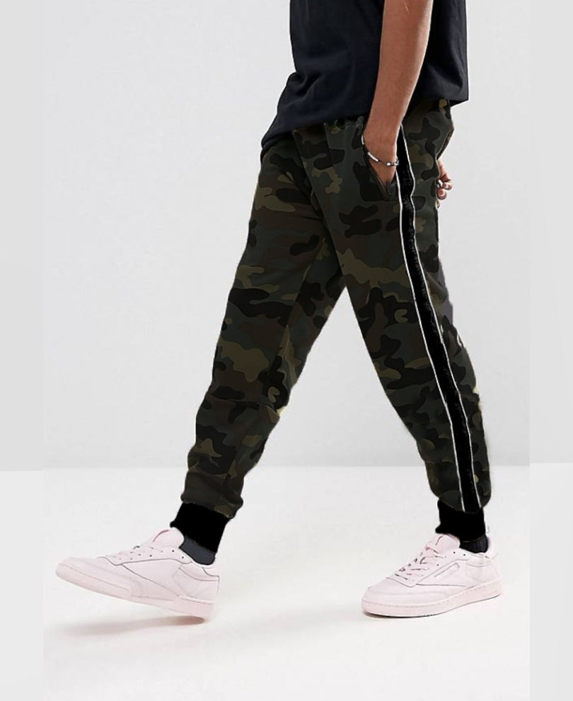 Camouflage Stripes Ribbed Track Pant