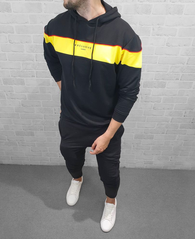 Black Exclusive Print Full Sleeves T Shirt With Hood