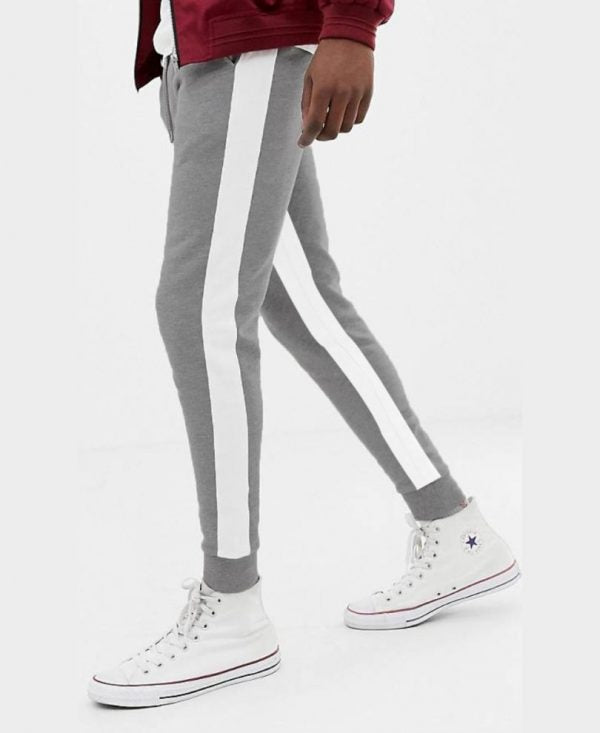 Urban Grey Stripes Ribbed Track Pant