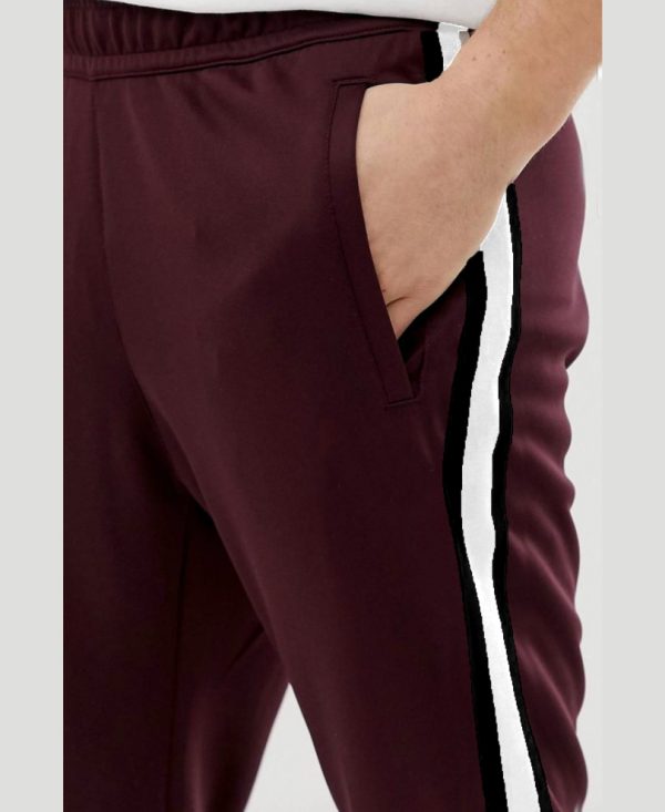 Maroon Stripes Ribbed Track Pant