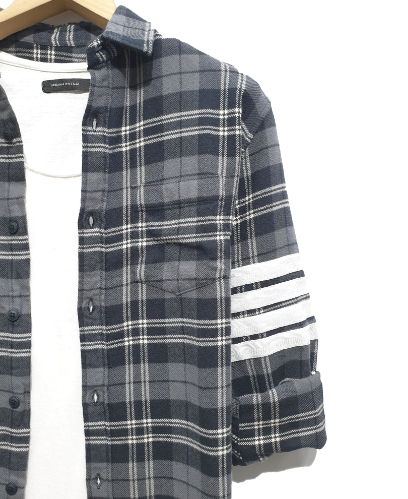 Black Checks One Hand Stripes Casual Shirt