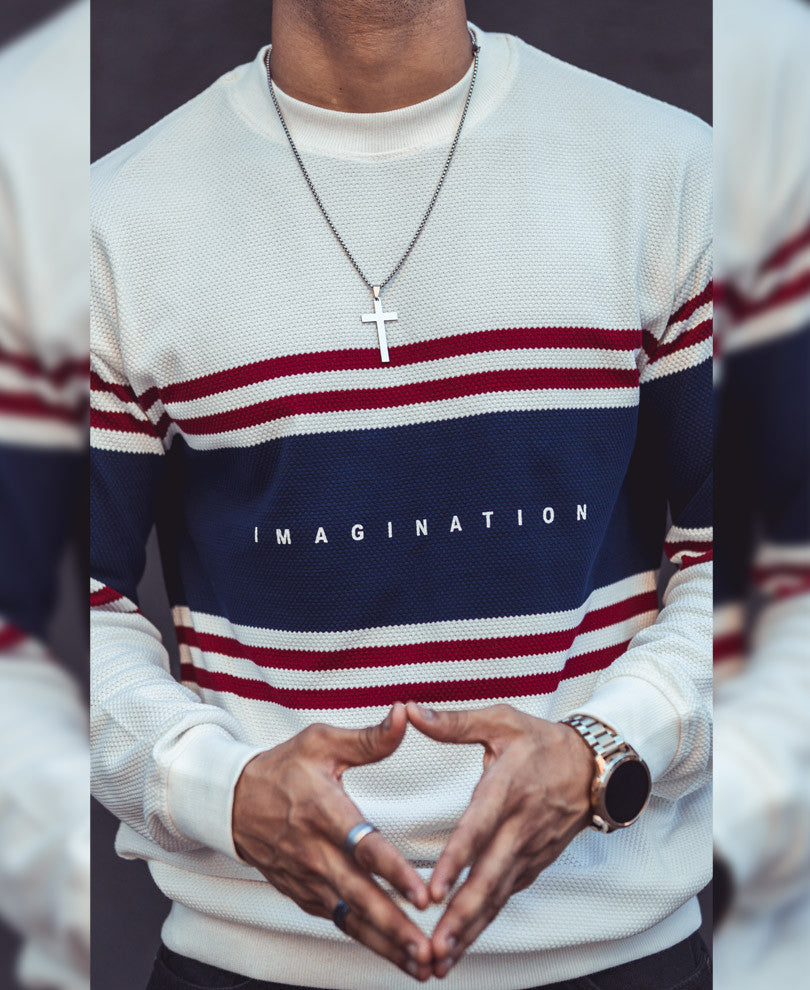 White Imagination Print Oversize Drop Shoulder T Shirt