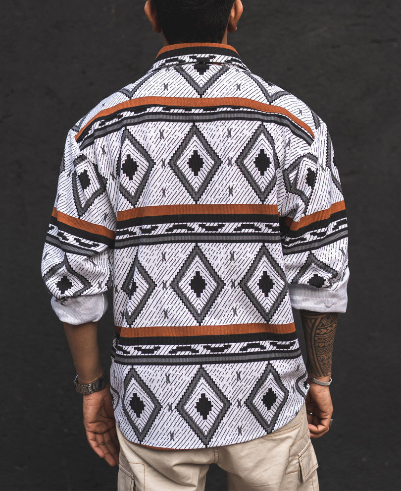 Multicolor Ethnic Motifs Print Oversized Shirt