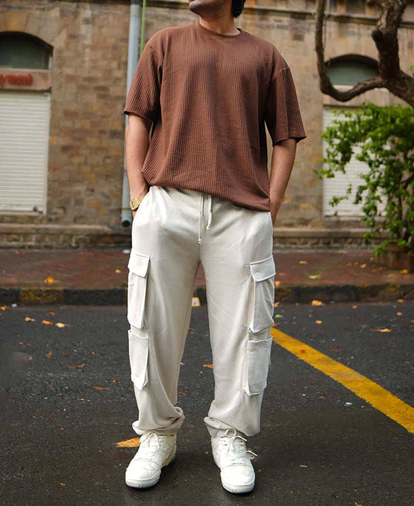 Light Beige Cargo Pocket Regular Fit Track Pant