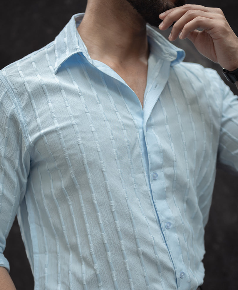 Sky Blue Structured Regular Fit Full Sleeves Shirt