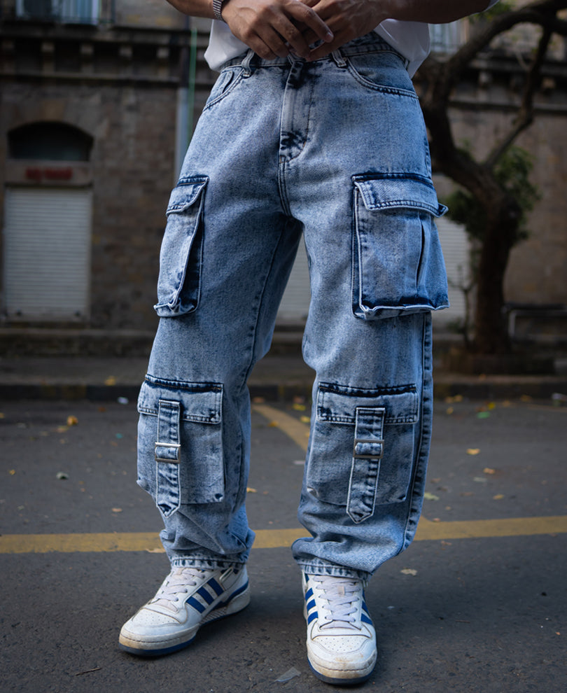 Dusty Blue Baggy Fit Denim Jeans