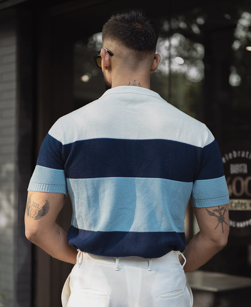 Multi Colour Knits Regular Fit Half Sleeves Tshirt