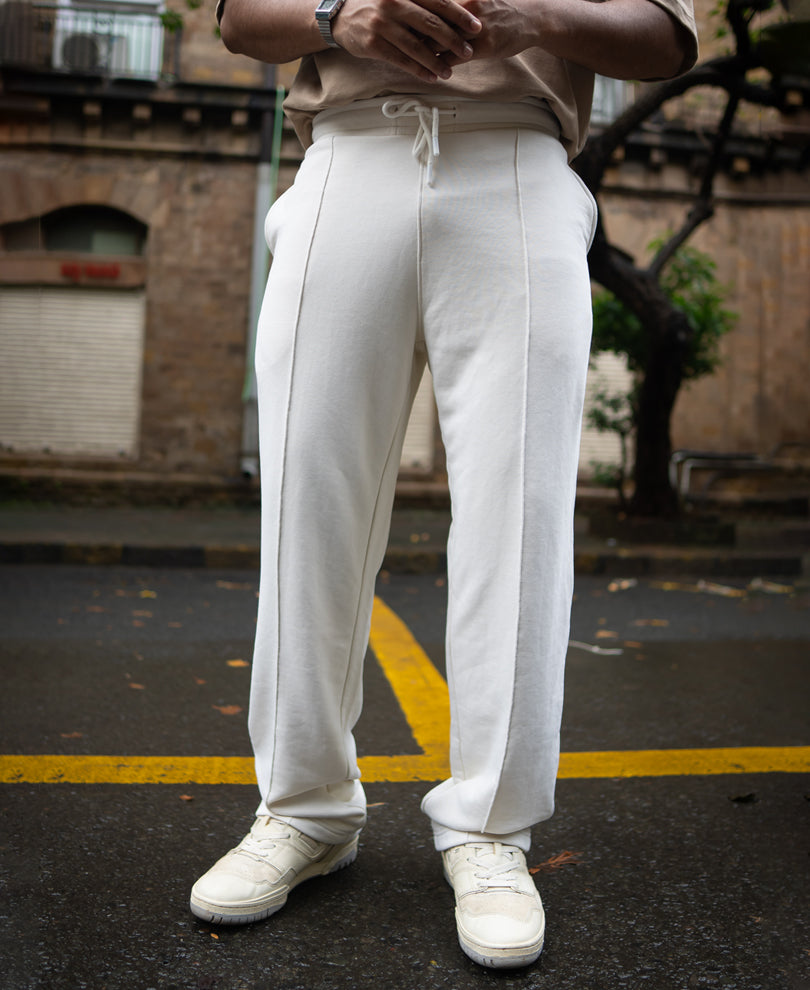 White Baggy Fit Track Pant