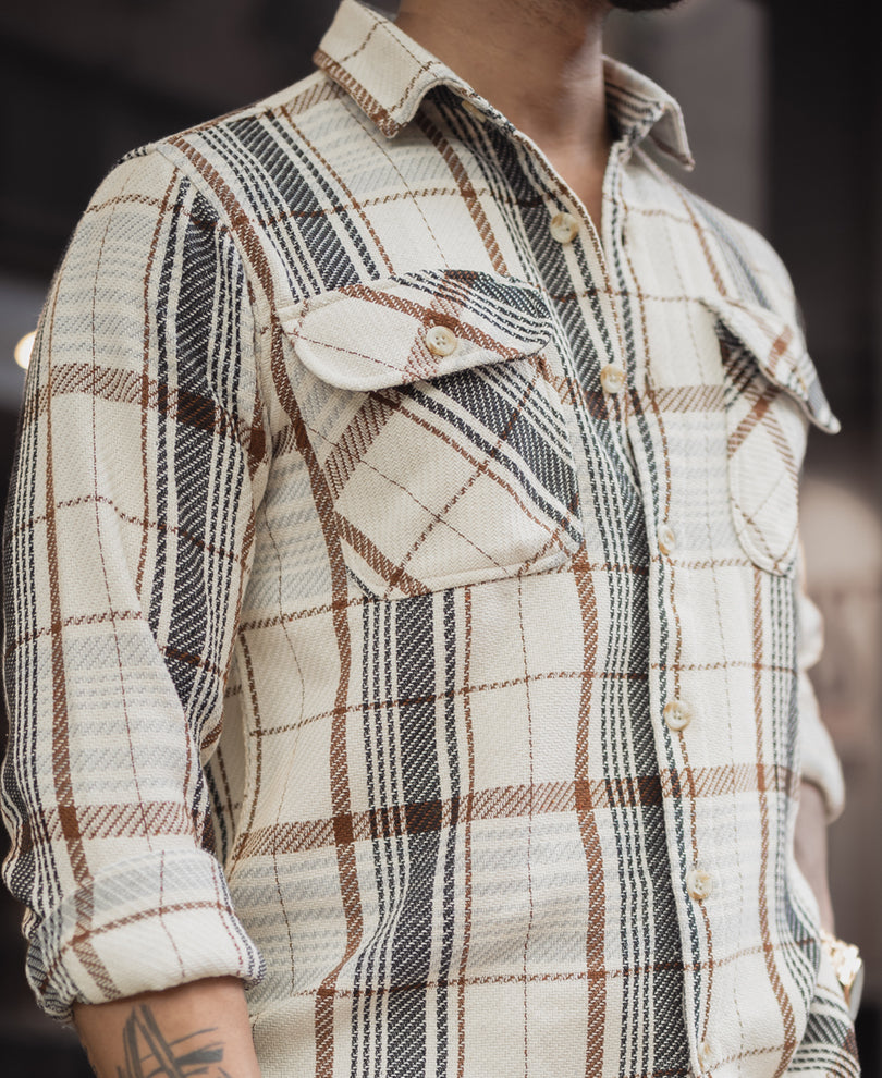 Beige Checked Regular Fit Full Sleeves Shirt
