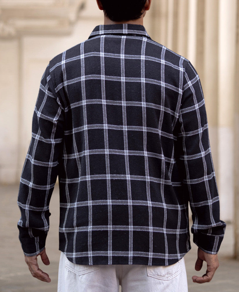 Black Checked Regular Fit Full Sleeves Shirt
