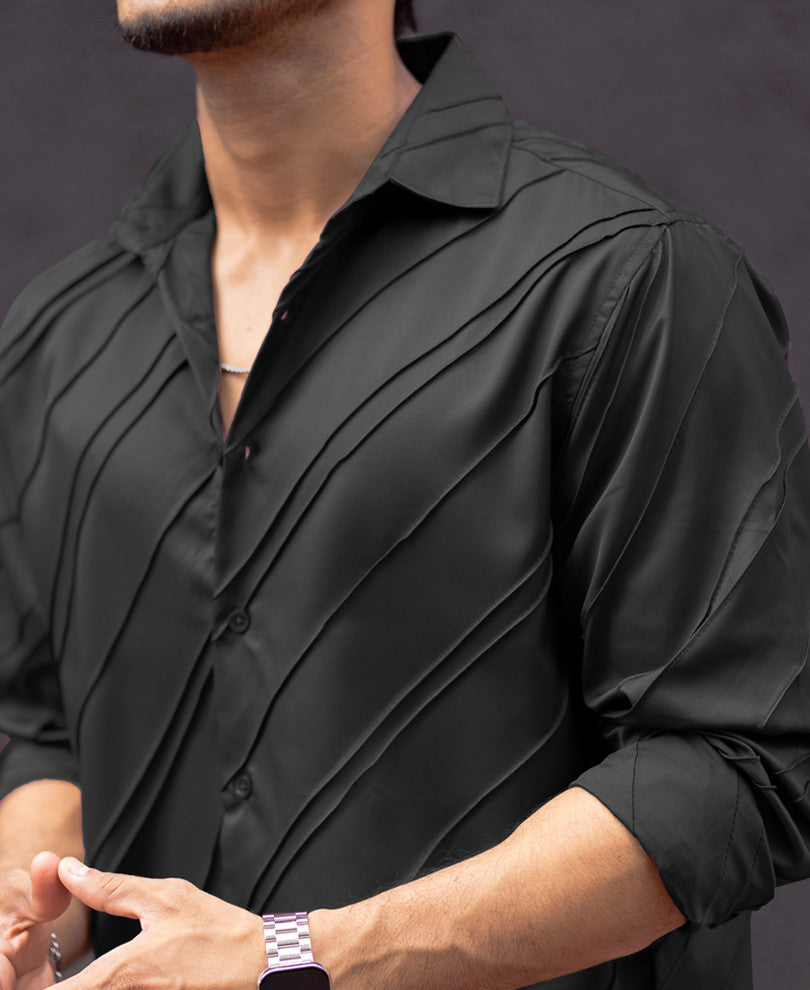Basic Black Structured Regular Fit Shirt