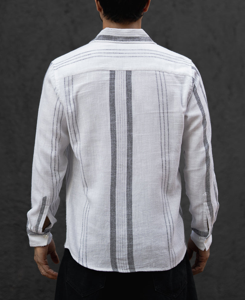 White Regular Fit Full Sleeves Kurta Style Shirt