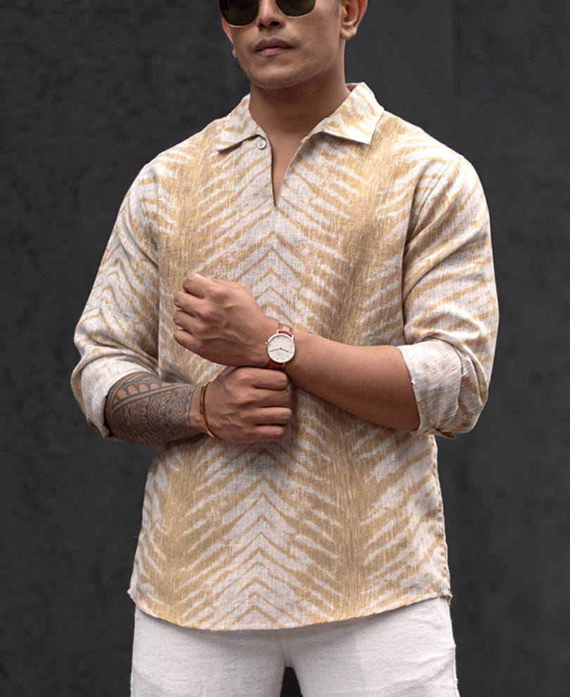 Yellow Regular Fit Full Sleeves Shirt
