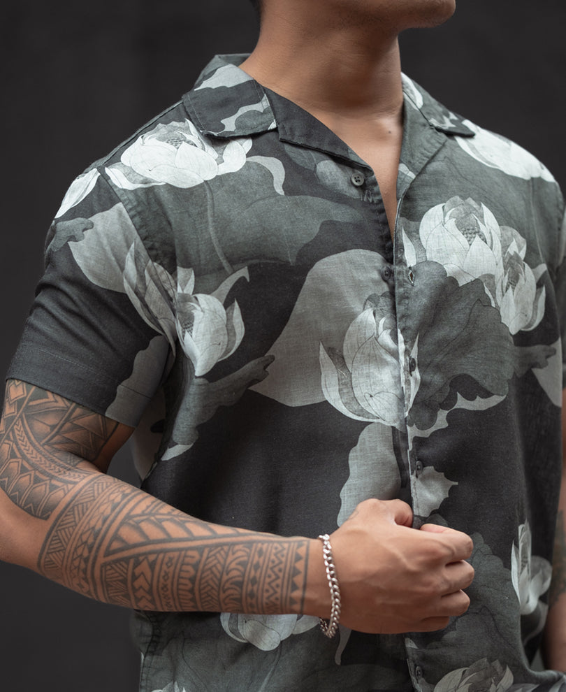 Multi Colour Flower Printed Half Sleeves Shirt
