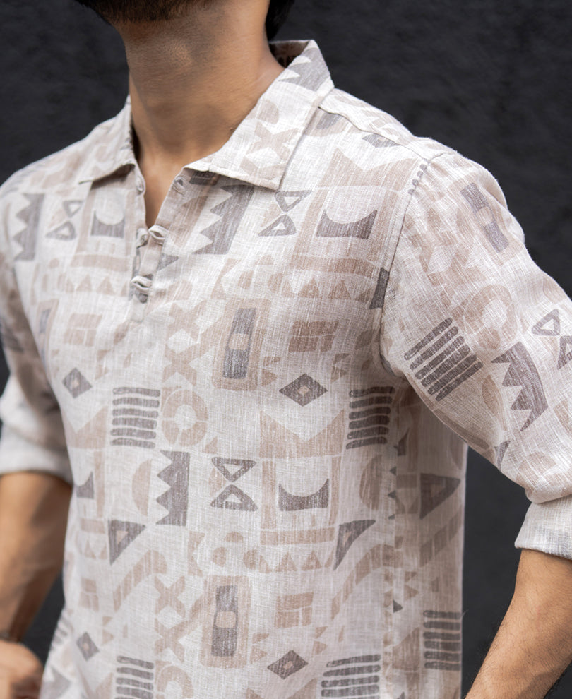 Printed Multi Colour Regular Fit Kurta Style Shirt