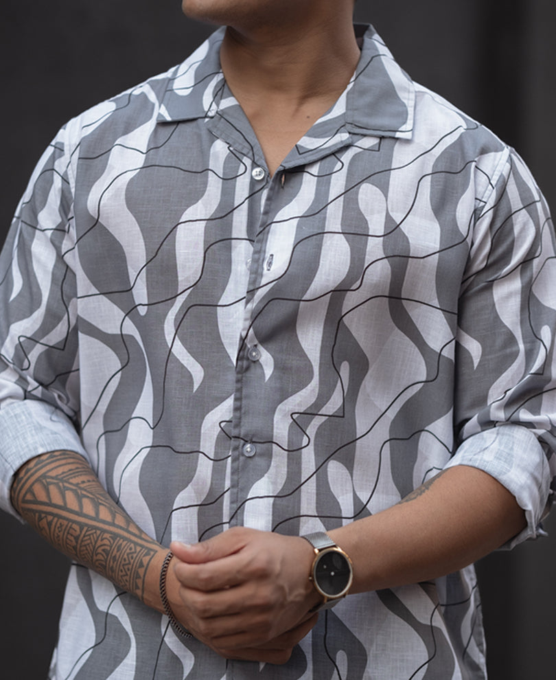Light Grey Regular Fit Full Sleeves Shirt