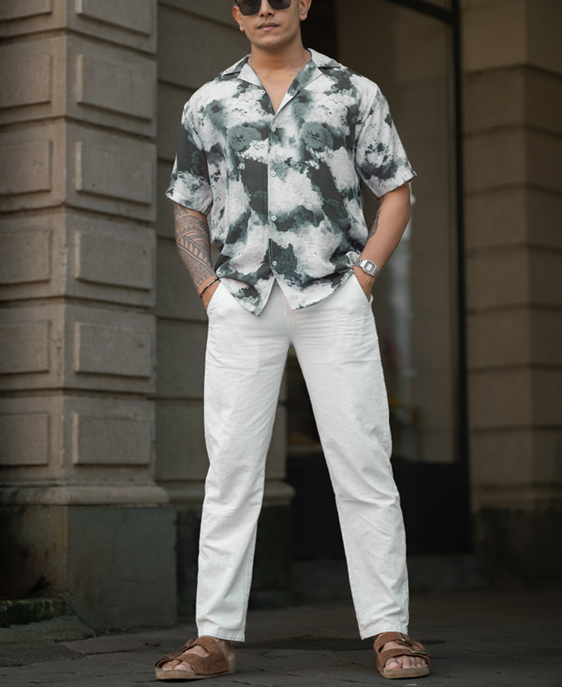 Black And Grey Regular Fit Half Sleeves Shirt