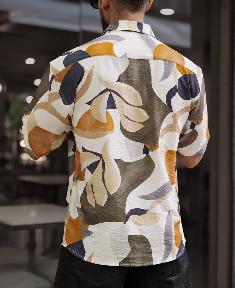 Multi Colour Abstract Print Oversized Half Sleeves Shirt
