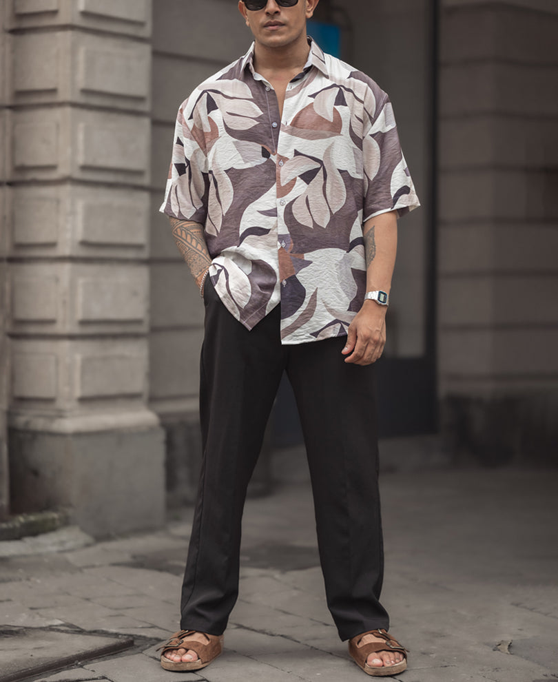Multi Colour Abstract Print Oversized Half Sleeves Shirt