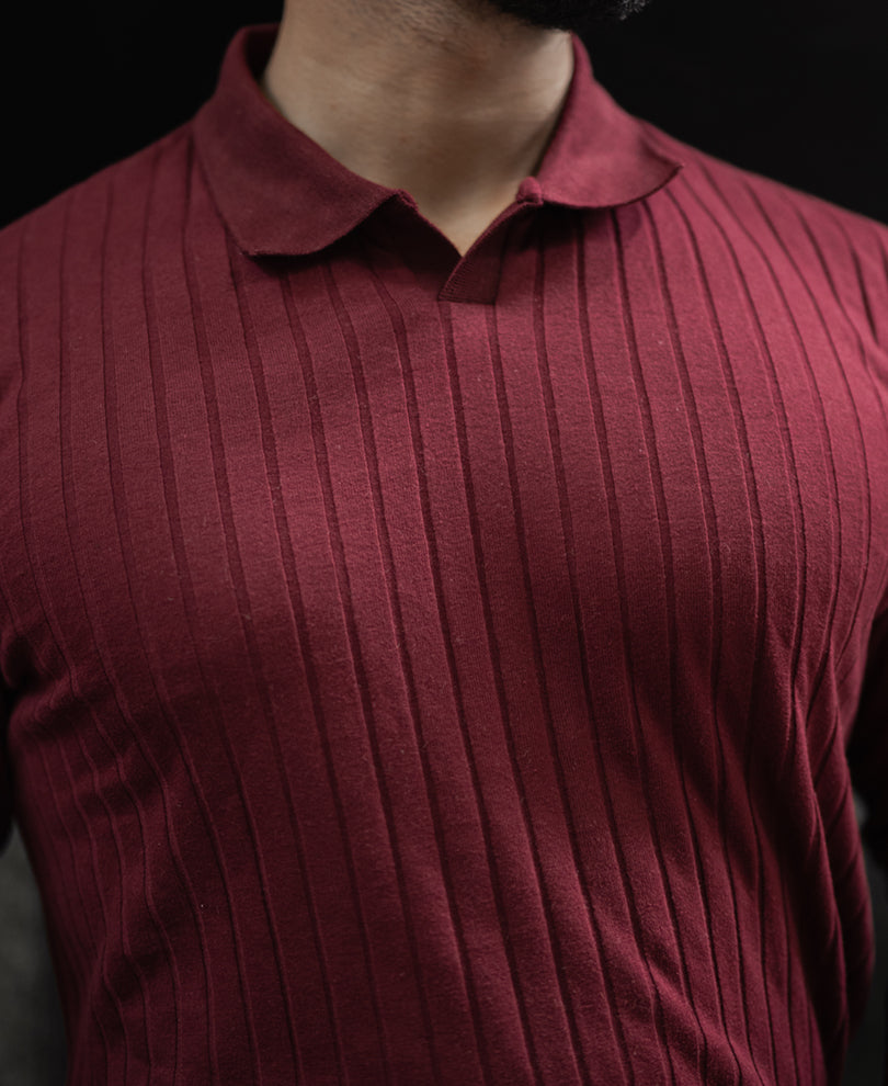 Wine Regular Fit Full Sleeves T-Shirt