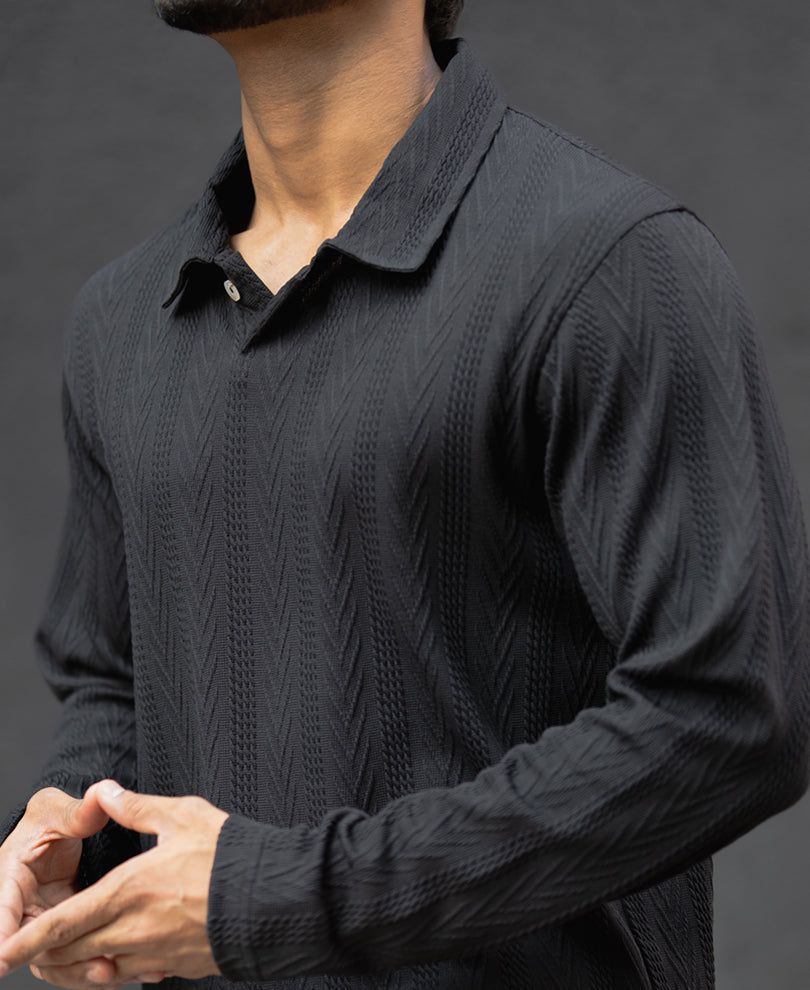 Black Structured Regular Fit T-Shirt