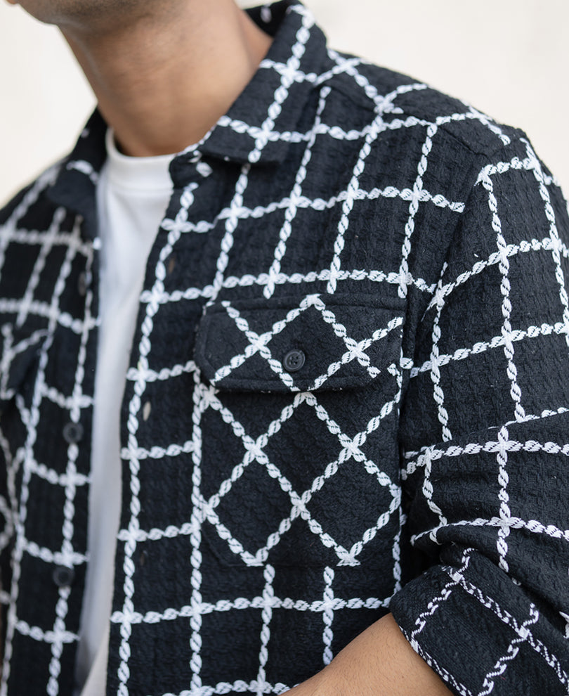 Black Structured Checks Shirt