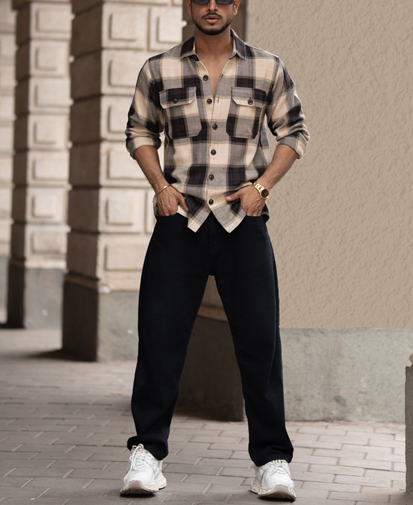 Multi Colour Checked Full Sleeves Regular Fit Shirt With Double Pockets