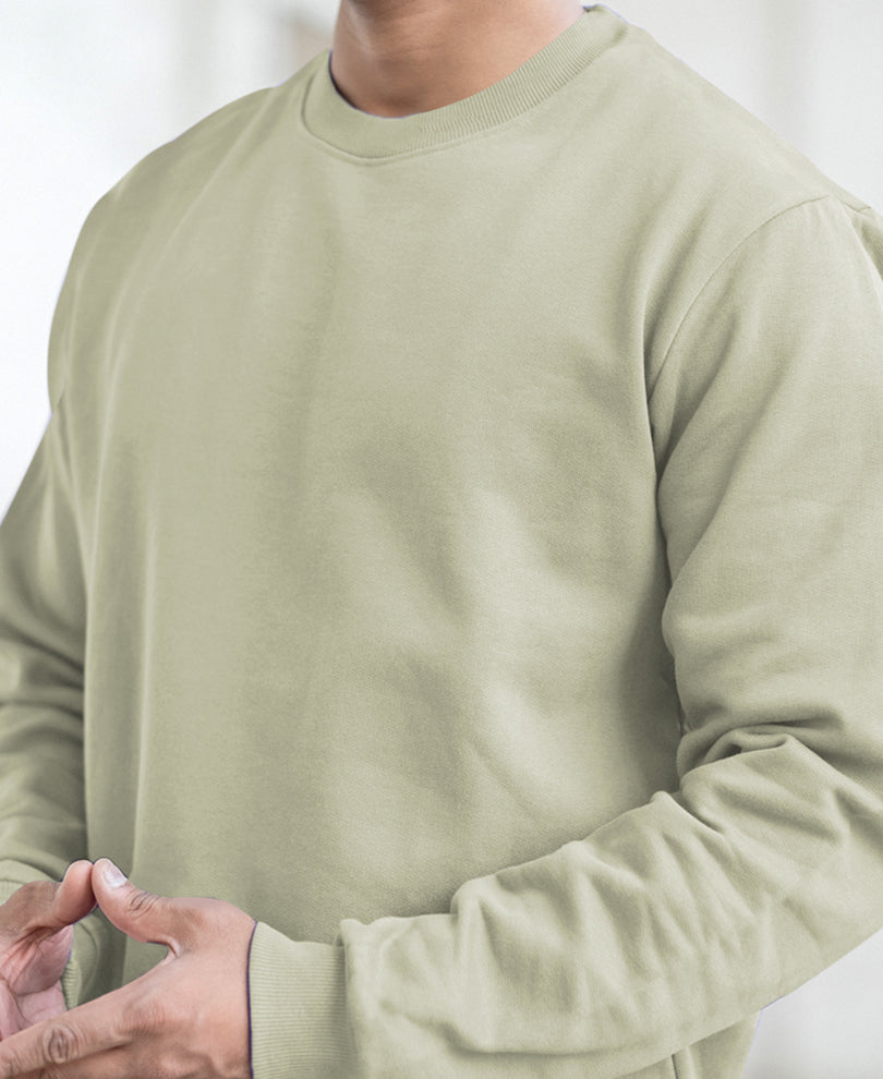 Aqua Green Basic Round Neck Regular Fit Full Sleeves T-Shirt