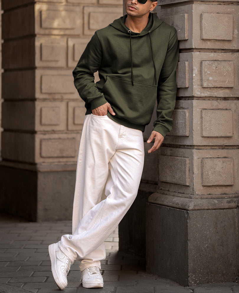 Olive Regular Fit Hoodie Style Sweatshirt