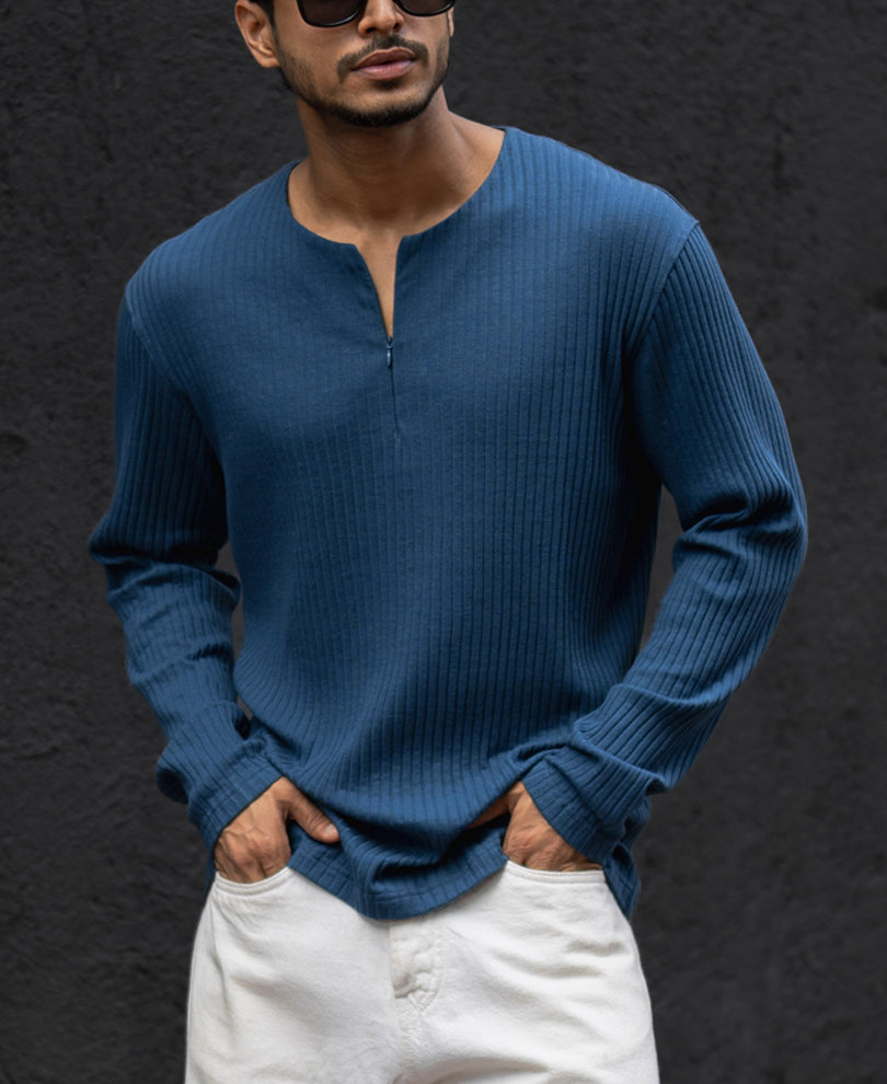 Royal Blue Full Sleeves Regular Fit T-Shirt