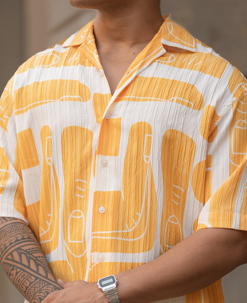 Mustard Oversized Half Sleeves Shirt