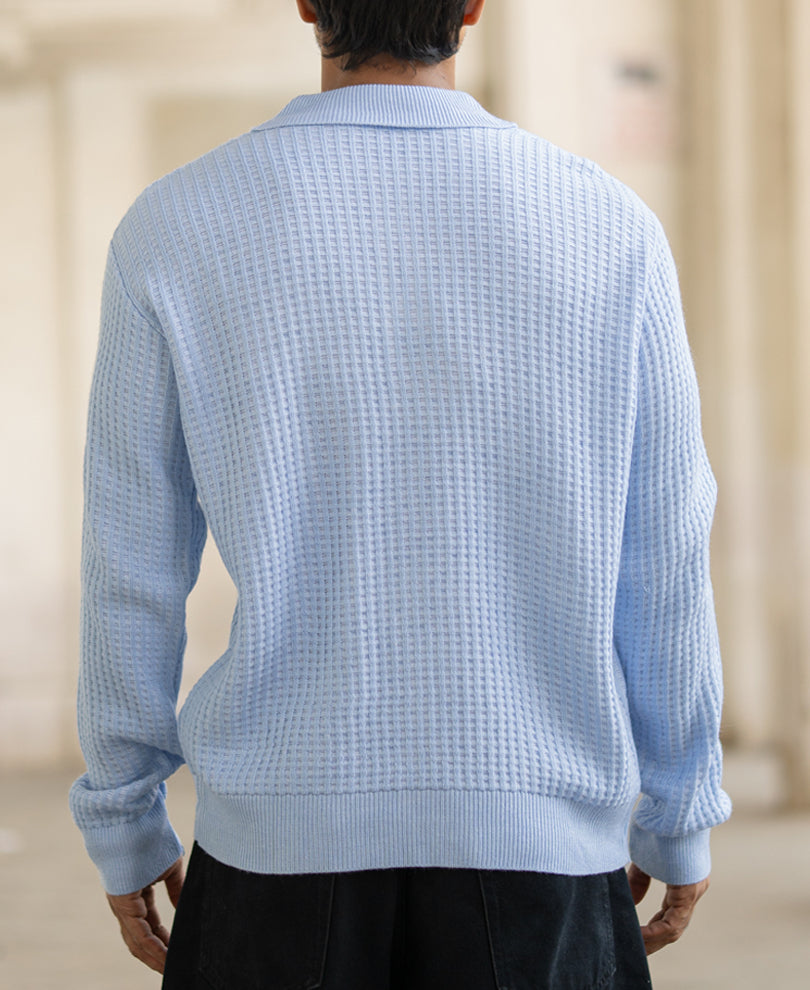 Sky Blue Regular Fit Full Sleeves Sweatshirt