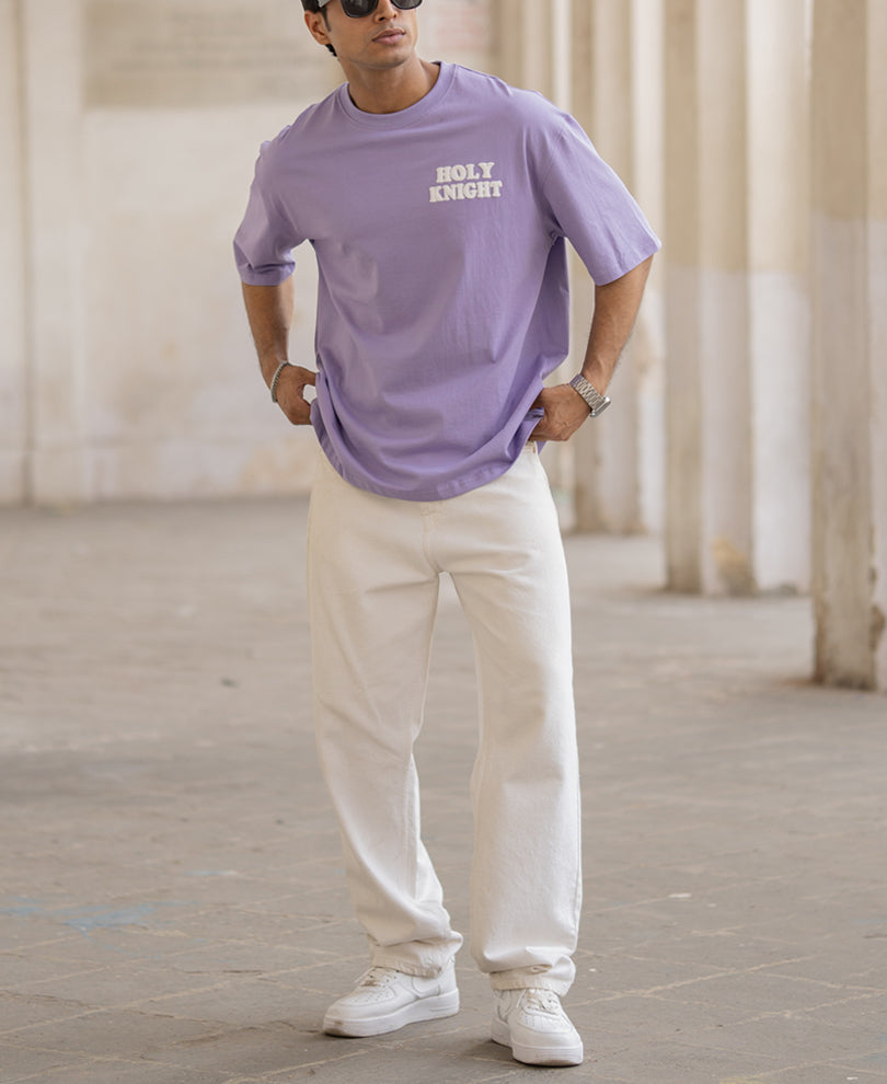Lavendar Printed Oversized T-Shirt