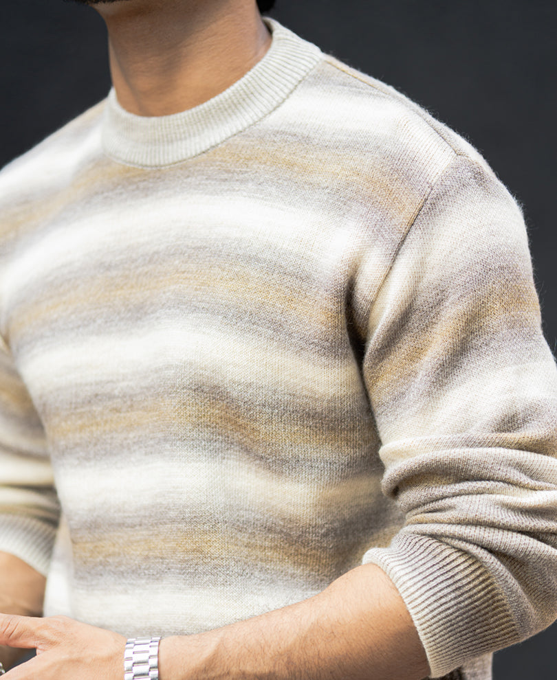 Multi Colour Striped Full Sleeves Regular Fit T-Shirt
