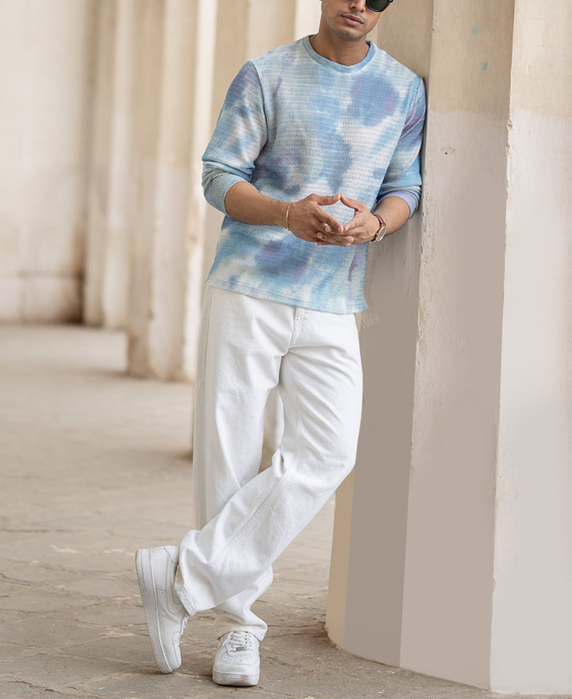 Multi Colour Tie Dye Print Regular Fit Full Sleeves T-Shirt