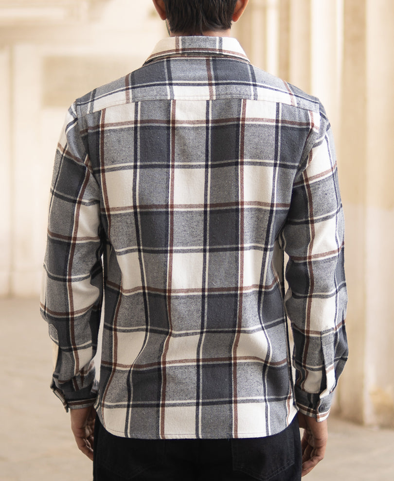 Dark Grey Flannel Checks Shirt