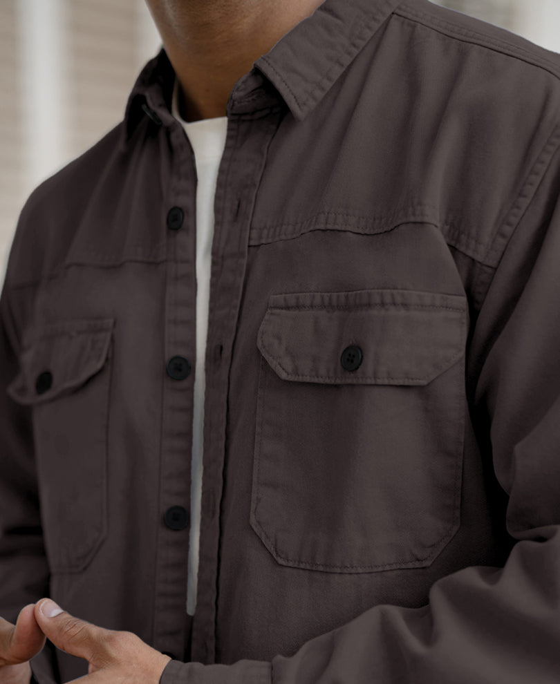 Dark Grey Denim Regular Fit Full Sleeves Shirt