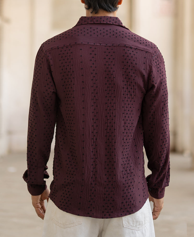 Maroon Structured Flowy Shirt