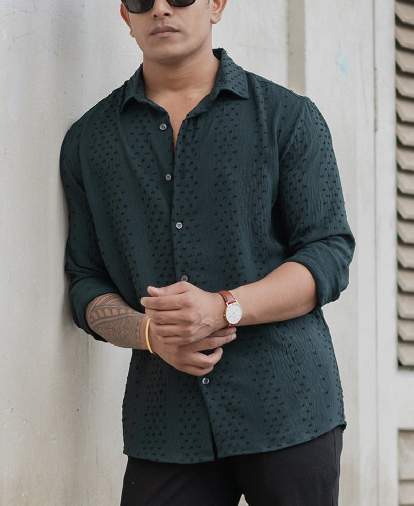 Green Structured Flowy Shirt