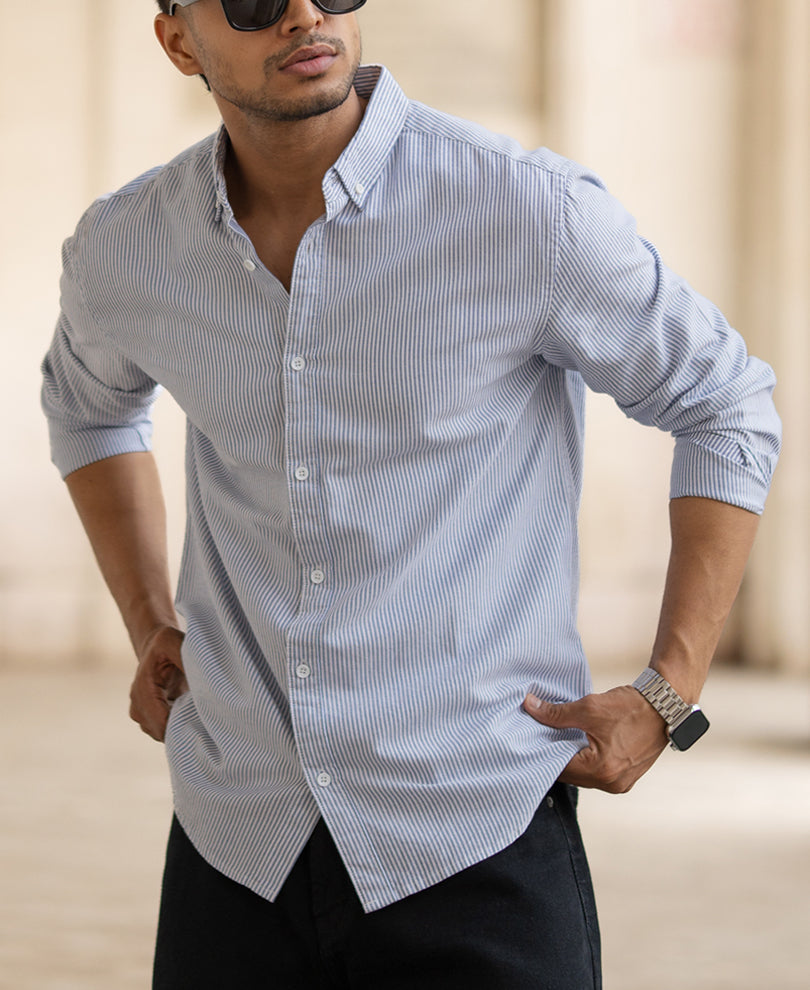 Blue Striped Oxford Shirt
